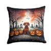 Caroline's Treasures DAC2035PW1818 Dachshund Spooky Halloween Fabric Decorative Pillow Machine Washable, Indoor Outdoor Decorative Pillow for Couch, Bed or Patio, 18Hx18W view 1