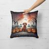 Caroline's Treasures DAC2035PW1818 Dachshund Spooky Halloween Fabric Decorative Pillow Machine Washable, Indoor Outdoor Decorative Pillow for Couch, Bed or Patio, 18Hx18W view 2