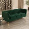 82'' Modern Velvet Living Room Couch Sofa,Mid Century Upholstered Multi-Seat Sofa,Office Sofa with Gold Chrome Legs and Tufted Button Design,Suitable for Bedrooms, Lounges, Hotel Halls (Green) view 1