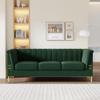 82'' Modern Velvet Living Room Couch Sofa,Mid Century Upholstered Multi-Seat Sofa,Office Sofa with Gold Chrome Legs and Tufted Button Design,Suitable for Bedrooms, Lounges, Hotel Halls (Green) view 3