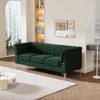 82'' Modern Velvet Living Room Couch Sofa,Mid Century Upholstered Multi-Seat Sofa,Office Sofa with Gold Chrome Legs and Tufted Button Design,Suitable for Bedrooms, Lounges, Hotel Halls (Green) view 4