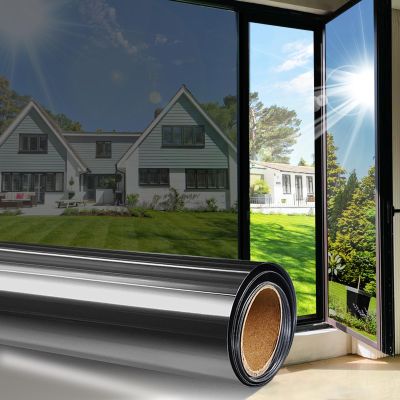 ColorfulHall Window Film Privacy One Way Window Tint for Home Reflective See Out not in Light Heat Blocking for Doors and Windows(Black 35.4X78.7)