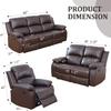 AYCP Bonded Leather Living Room Recliner Sofa Set, Manual Motion Recliner for Living Room, Apartment, Office, Home Theater Seating (Brown, Full Set) view 2