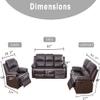 AYCP Bonded Leather Living Room Recliner Sofa Set, Manual Motion Recliner for Living Room, Apartment, Office, Home Theater Seating (Brown, Full Set) view 4