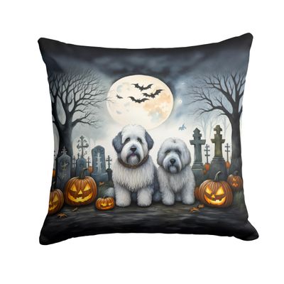 Caroline's Treasures DAC2071PW1818 Old English Sheepdog Spooky Halloween Fabric Decorative Pillow Machine Washable, Indoor Outdoor Decorative Pillow for Couch, Bed or Patio, 18Hx18W