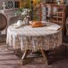 ARTABLE Rectangle Small Table Cloth Lace Macrame Vintage Tablecloth Shabby Chic Embroidered Oblong Table Cover for Wedding Banquet Holiday Long Dinner Tables (Golden, 70 Inch Round) view 1