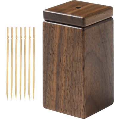 CRAFT KITTIES Toothpick Holder Dispenser,Walnut Toothpick Holder Container,Home Kitchen Restaurant Gift for Friend Family Wood Decoration(No toothpick)