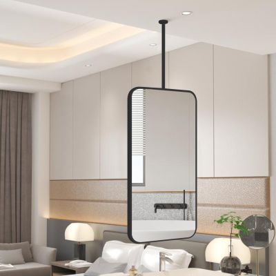 Yopappol Ceiling Hanging Mirrors, Makeup Shaving Mirror for Bedroom/Bathroom/Dressing Room with Customizable Boom, Black Decorative Mirrors for Wall (Size : 40cmx70cm)