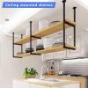 Drsyffsup Pot Rack Kitchen Wine Rack Ceiling Mount | Pan Rack/Hanging Shelf Hanger Organiser Kitchen Storage Shelving Tray Holder, 2-Layer Iron Solid Wood Shelves (Size : 110x30x80cm) view 4