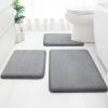 HOMEIDEAS Upgraded Bathroom Rugs Set 3 Piece, Extra Thick Absorbent Soft Memory Foam, Washable Toilet Bath Mat (Grey,17"x24"+20"x32"+U Shape 20"x24") view 1