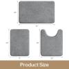 HOMEIDEAS Upgraded Bathroom Rugs Set 3 Piece, Extra Thick Absorbent Soft Memory Foam, Washable Toilet Bath Mat (Grey,17"x24"+20"x32"+U Shape 20"x24") view 2