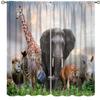 African Animal Curtains,Wildlife 3D Elephant Tiger Lion Giraffe Zebra Window Treatments for Bedroom Living Room Kitchen South African Wild Animal Drapes 2 Panel Set,Total Size 84" x 84" view 1