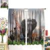 African Animal Curtains,Wildlife 3D Elephant Tiger Lion Giraffe Zebra Window Treatments for Bedroom Living Room Kitchen South African Wild Animal Drapes 2 Panel Set,Total Size 84" x 84" view 3