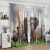 African Animal Curtains,Wildlife 3D Elephant Tiger Lion Giraffe Zebra Window Treatments for Bedroom Living Room Kitchen South African Wild Animal Drapes 2 Panel Set,Total Size 84" x 84" view 4