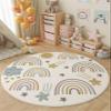 HONGXIU Rainbow Sunshine Area Rug, 5ft Bohemian Kids Room Round Rug, Living Room Decoration Rainbow Rug, Suitable for Children Girls Bedroom, Living Room, Classroom, Non-Slip Washable Decorative Rug view 1