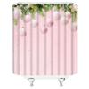 KTGHA Merry Christmas Shower Curtain Pink Xmas Ball Green Pine Leaf Winter Holiday Happy New Year Fabric Bathroom Curtain Set with Hooks(67" Wx70 H) view 3