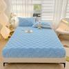 FCLDESHOP 4-Way Stretchy Snug Fit,Winter Skin-Friendly Warm Flannel Mattress Protector, Solid Color Non-Slip Deep Pocket Bed Sheet Bed Cover,Blue 1,150x200cm view 1