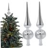 XJKLBYQ Christmas Tree Topper 2Pcs Plastic Xmas Tree Topper Finials 9 Inch Decorative Spherical Treetop for Holiday Home Christmas Tree Ornaments Silver Tree Toppers view 1