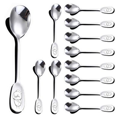 12 Pieces Stainless Steel 16.8cm/6.6 Inch Zodiac Spoon Creative Spoon Cute Cartoon Tableware Coffee Ice Cream Dessert Spoon Tea Spoon (Chicken)
