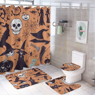 ZGDPBYF Bathroom Rugs Set Ultra Soft 3 Pieces Bath Rugs Non Slip, Halloween Bathroom Mat, Bathroom Set with Toilet Rugs, Gothic Skull Perfect Plush Bathroom Mats for Bathroom Tub, Shower
