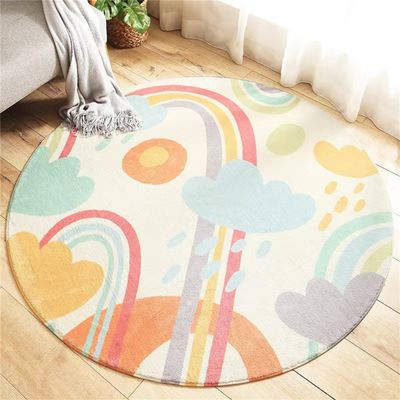 HONGXIU Rainbow Children's Round Area Rug, 6ft Colorful Bohemian Style Rug, Non-Slip Machine Washable Easy Care Rug, Suitable for Children Girls Bedroom, Living Room, Classroom, Office Decorative Rug