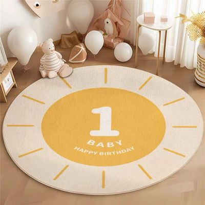 HONGXIU Bohemian Sun Area Rug, 3.3ft Happy Baby 1st Birthday Gift Rug, Soft Non-Slip Children's Room Decorative Rug, Suitable for Teenagers' Bedrooms, School Classrooms, Nursery Decorative Rugs