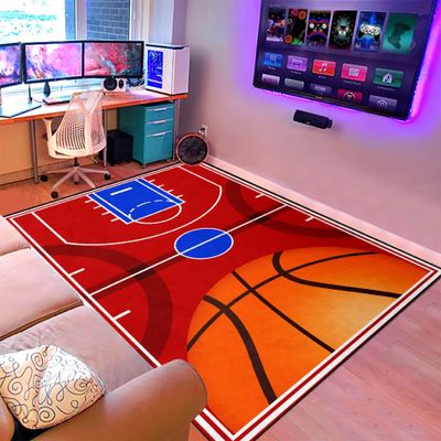 Basketball Rug for Boys Bedroom - Basketball Court Rug Sport Area Rugs Carpet for Kids Printed Basketball Court Decor Floor Mats, 3x4 Feet