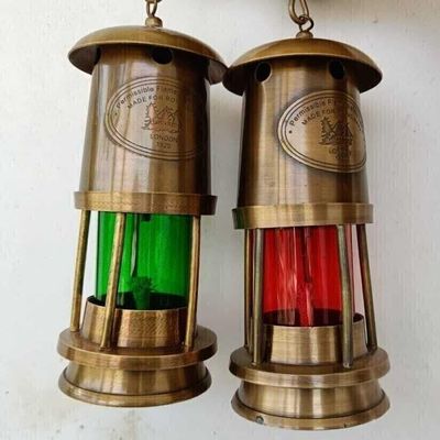 Nautical Brass Miner Oil lamp Antique Marine Oil Lantern Hanging Oil lamp Vintage Brass Ship Boat Oil Lantern Brass Hanging Miner lamp Christmas