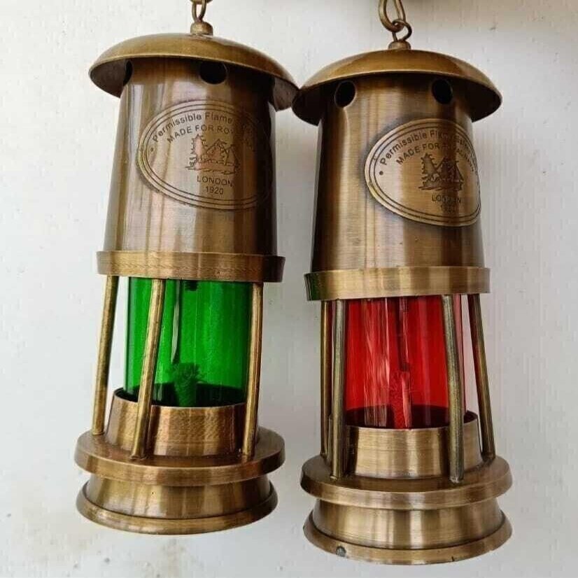 Nautical Brass Miner Oil lamp Antique Marine Oil Lantern Hanging Oil lamp Vintage Brass Ship Boat Oil Lantern Brass Hanging Miner lamp Christmas