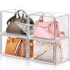 4 Packs Clear Plastic Handbag Storage Organizer for Closet, Large Acrylic Display Box forPurse and Handbag, Stackable Storage Boxes Bag Organizer with Magnetic Door for Purse Clutch Wallet Book view 1