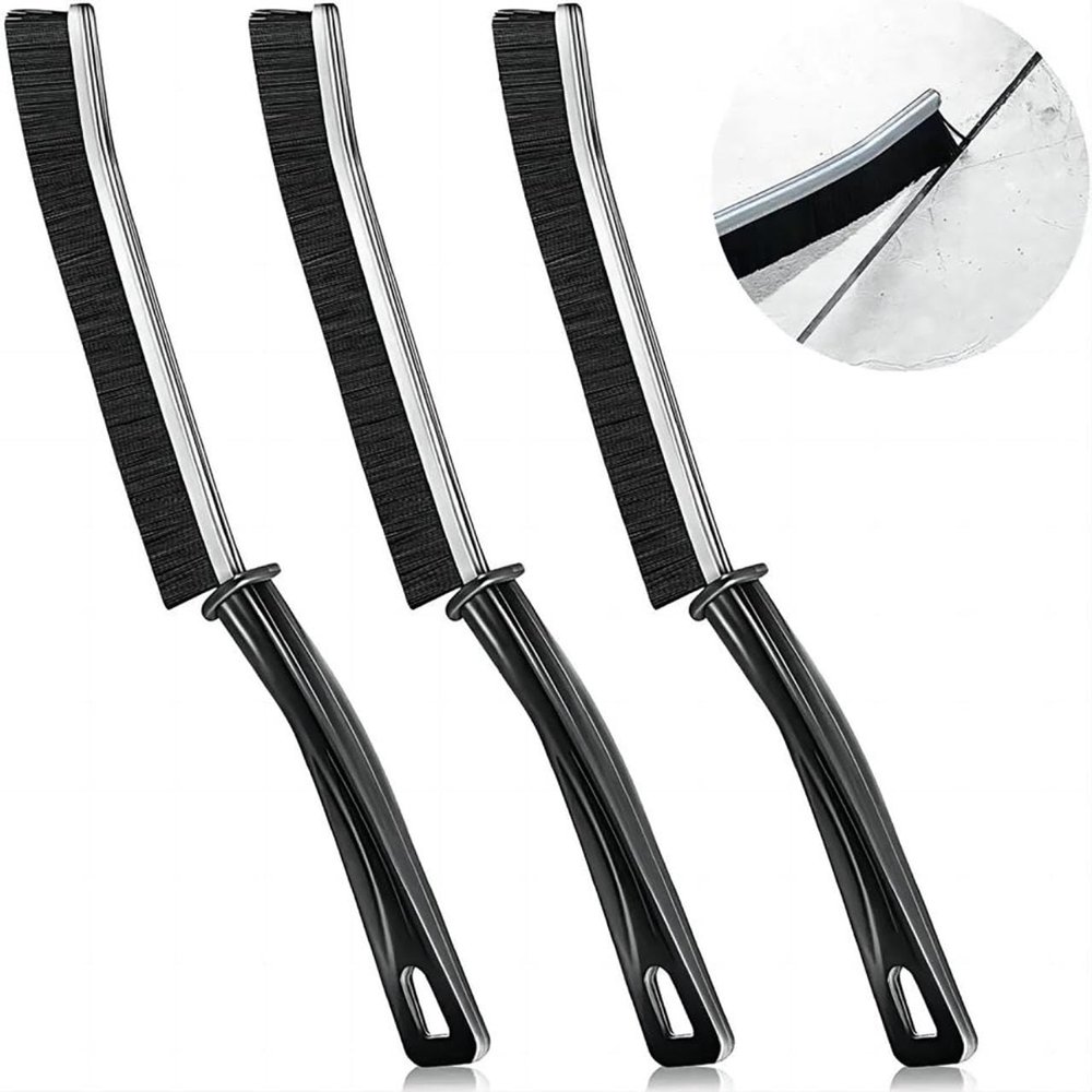 GEPAS 3pcs Black Crevice Cleaning Brush, Efficient for Cleaning Gaps, Grooves, Tiles, Faucets, Suitable for Kitchen, Windows, Sliding Rails, Ovens