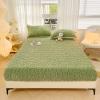 FCLDESHOP Easy Care Bedding,Winter Skin-Friendly Warm Flannel Mattress Protector, Solid Color Non-Slip Deep Pocket Bed Sheet Bed Cover,Green,150x200cm view 1