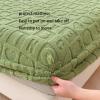 FCLDESHOP Easy Care Bedding,Winter Skin-Friendly Warm Flannel Mattress Protector, Solid Color Non-Slip Deep Pocket Bed Sheet Bed Cover,Green,150x200cm view 3