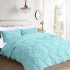 California King Size Pinch Pleated Duvet Cover Set Aqua Blue 600 TC Zipper Closure Egyptian Cotton 1 Piece Duvet Cover Pintuck Beddding Sets view 1