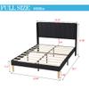 alazyhome Upholstered Platform Full Size Bed Frame with Headboard Wooden Slats Support No Noise Easy Assembly Black Linen view 2