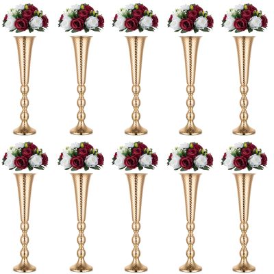 NUPTIO 10 Pcs Wedding Vase & 10 Pcs Artificial Flowers Set for Wedding Centerpieces for Tables