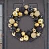 2023 Black Ring Christmas Wreath, Home Christmas Decoration Ornaments Holiday Supplies Wreath Decoration Window Props Christmas Decorations view 3