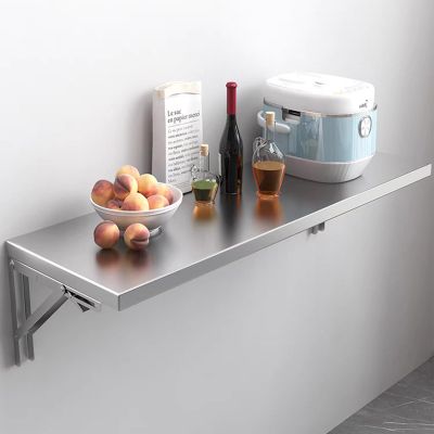 Wall Mounted Folding Table, Wall Desk Fold Down, Floating Desk for Study,Stainless Steel Wall Shelf, suitable for bedroom, kitchen, living room, balcony, bathroom (80 * 30cm/31.5 * 11.8in)