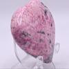 2.5" 170g Rich Pink Rhodochrosite w/Pyrite Inclusions Heart Polished Natural Gemstone Crystal Mineral Collectible Specimen - Peru + Stand view 2
