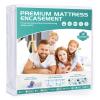 Queen Mattress Protector Waterproof Fits 12/13 /14/15 Inch Deep, 6-Sides Zippered Mattress Encasement Cover Terry Top view 1