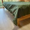 Hemp green Set with ruffles Duvet cover and two pillowcases with ruffles - Hemp Green Color, 3 Pieces, 1 Duvet Cover and 2 Pillowcases 20" x 26" (US King 106x90") view 2