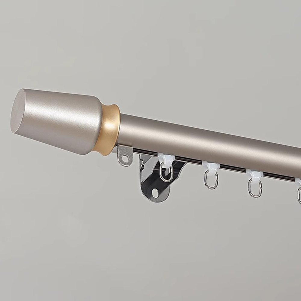 5ft 6ft 7ft 8ft 9ft 10ft 11ft 12ft Long Straight Rail Curtain Rod for Room Divider, White Champagne Grey Sliding Curtain Track for Patio/ Bay Window/ Camper /Bedroom/Gazebo/Office, Wall Mount ( Color