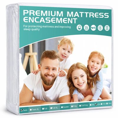 39x75 Twin Waterproof Mattress Protector Fits 9-12" Deep, Zippered Mattress Encasement Cover, WINKAURA Premium Washable Terry Top Fabric Mattress Pad Cover