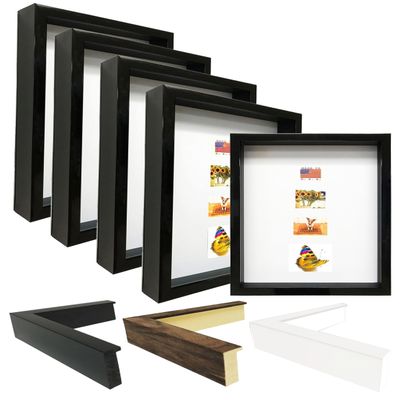 Picture Frame Set of 4. 2-3/16" Polystyrene Shadow Box Black 5x5 Wholesaleartsframes-com 2880 Series Made in USA