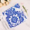 100 pcs 20-Inch Royal Blue and White Damask Flocking Taffeta Linen Napkins - Wedding Party Events Restaurant Tableware Home view 1