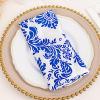 100 pcs 20-Inch Royal Blue and White Damask Flocking Taffeta Linen Napkins - Wedding Party Events Restaurant Tableware Home view 2