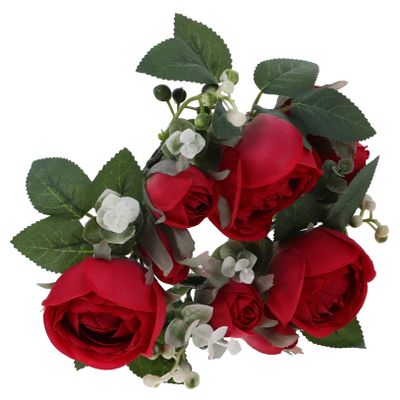 DECHOUS Rings Decor Artificial Flower Candle Ring Artificial Rose Candle Ring Tabletop Wreath Wedding Table Centerpiece Flower centerpieces for Tables Flowers Silk Flower Props