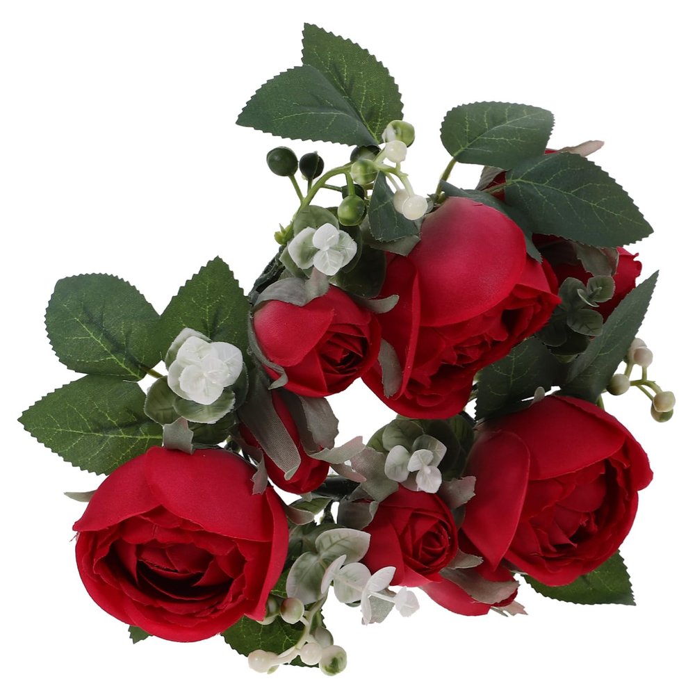 DECHOUS Rings Decor Artificial Flower Candle Ring Artificial Rose Candle Ring Tabletop Wreath Wedding Table Centerpiece Flower centerpieces for Tables Flowers Silk Flower Props