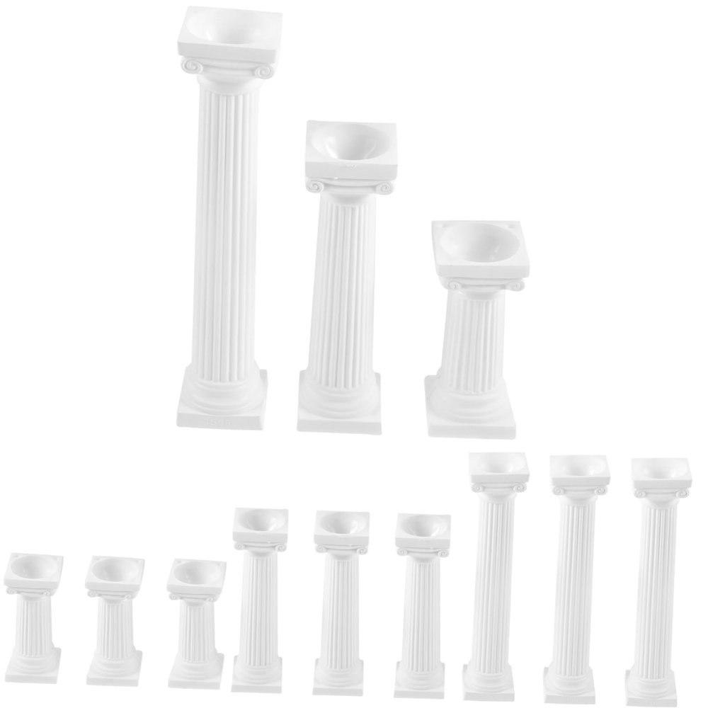 12pcs Decor Mini House Roman Pillar Miniature Roman Column Pillar Ornament Photo Prop Statue Column White Rome Indoor