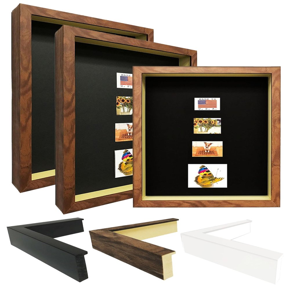 Picture Frame Set of 2. 2-3/16" Polystyrene Shadow Box Walnut 10x12 Wholesaleartsframes-com 2880 Series Made in USA